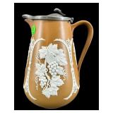 LARGE 19TH CENTURY GRAPE AND LEAF JASPERWARE