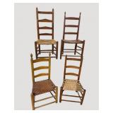 LOT OF 4 ANTIQUE LADDERBACK JOHNSTON STYLE CHAIRS
