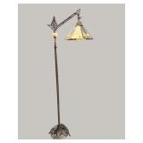 HEAVY IRON LEADED GLASS FLOOR LAMP