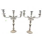 2 LARGE ANTIQUE ORNATE SILVERPLATE CANDLABRAS