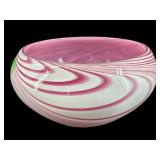 GAYLE GLASS BERMUDA PINK & WHITE SWIRL ART GLASS