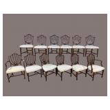 12 MAHOGANY SHEILD BACK CARVED CHAIRS