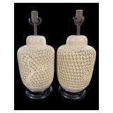 PAIR OF RETICULATED CERAMIC LAMPS