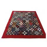ANTIQUE HANDMADE CHECKERBOARD SUMMER QUILT