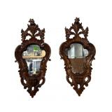 PR OF ORNATE WOOD CARVED ORNATE MIRRORED SCONCES