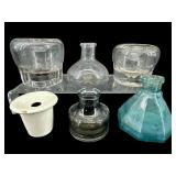 LOT OF 6 ANTIQUE GLASS INKWELLS