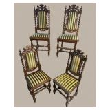 4 OAK LION CARVED BARLEY TWIST CHAIRS