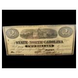 1866 $2 RALEIGH NORTH CAROLINA NOTE