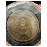 1864 2 CENT COIN IN CAPSULE