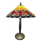 TIFFANY STYLE LEADED GLASS LAMP
