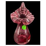 VINTAGE CRANBERRY SWIRL JACK IN THE PULPIT VASE