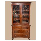 19TH CENTURY MAHOGANY INLAID STEPBACK CUPBOARD