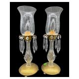 PR OF MID CENTURY BRASS AND GLASS PRISM MANTLE