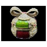 METAL JEWELED GIFT TRINKET BOX