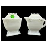 2 PC ANTIQUE WESTMORELAND MILK GLASS LIDDED