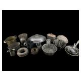MISC LOT OF ALUMINUM MOLDS AND KITCHEN ITEMS