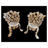 2 CAST IRON LEAF AND GRAPE CHAIRS