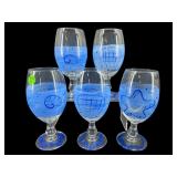 SET OF 5 ITALIAN HAND PAINTED SEA LIFE WINE STEMS