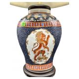 LION DECORATED GINGER JAR PORCELAIN LAMP