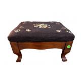 WALNUT NEEDLEPOINT STOOL