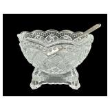 AVON FOSTORIA FOOTED SALT CELLAR WITH SPOON