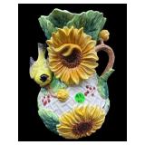 FITZ AND FLOYD CERAMIC PITCHER SUNFLOWER