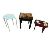 LOT OF 3 TABLE AND STOOL LOT