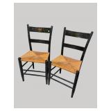 PR RUSH BOTTOM DUTCH PAINTED CHAIRS