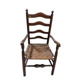 ANTIQUE ALL TURNED LEG LADDERBACK ARM CHAIR