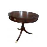 FLAMED MAHOGANY EXTRA CLEAN LEATHER TOP DRUM TABLE