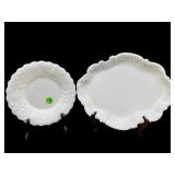 2 PC LOT ANTIQUE MILK GLASS EAGLE AND STAR PLATE