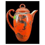 ANTIQUE EGGSHELL PORCELAIN ORIENTAL TEAPOT WITH