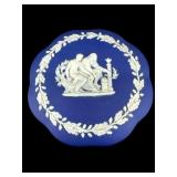 WEDGWOOD JASPERWARE DARK BLUE ROUND SCALLOPED BON