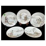 SET OF 5 ORIENTAL HAND PAINTED PORCELAIN PLATES