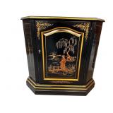 ETHAN ALLEN CHINOISERIE DECORATED BLACK LACQUER