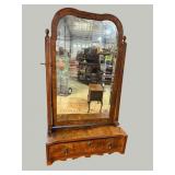 18TH CENT. ALL BURLED WALNUT SHAVING MIRROR