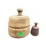 2 PC LOT ANTIQUE WOODEN BUTTER MOLDS