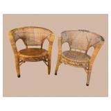 2 CANE AND BAMBOO BARREL BACK CHAIRS