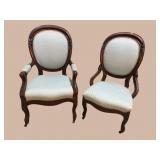 2 WALNUT VICTORIAN CAMEO BACK CHAIRS