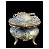 ART NOUVEAU STYLE METAL ORNATE FOOTED VANITY BOX