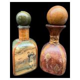 2 PC LOT OF LEATHER DECORATIVE DECANTERS WITH