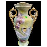 LARGE ANTIQUE BAVARIA GERMANY PORCELAIN SWAN VASE