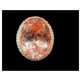14K LARGE MORGANITE AND DIAMOND RING
