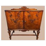 WALNUT CARVED 2 DOOR SERVER