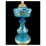 PAINT DECORATED TURQUOISE LAMP
