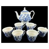 7 PCS SADLER ENGLAND BLUE WILLOW PORCELAIN TEA SET
