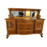 TIGER OAK WING GRIFFIN CARVED HUNTBOARD WITH