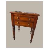 19TH CENT. 2 DRAWER TURNED LEG WORKSTAND