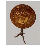 CHINOISERIE DECORATED EMBOSSED ANTIQUE TILT TOP