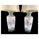 2 LARGE PORCELAIN ORIENTAL TABLE LAMPS